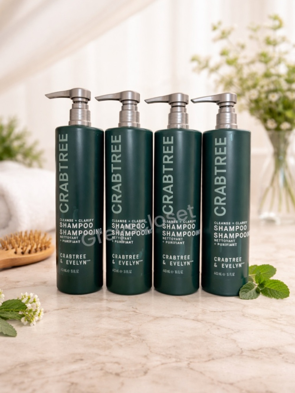 CRABTREE & EVELYN CLEANSE + CLARIFY SHAMPOO 15 oz | Set of 4 | Pump Bottles